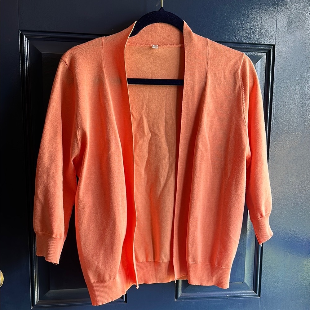 Elegant Coral Open-Front Cardigan